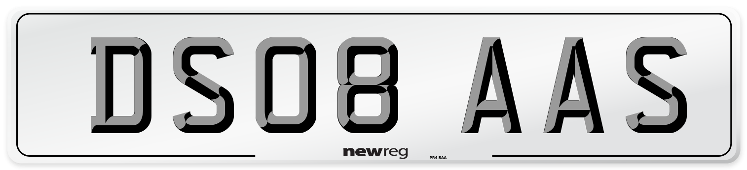 DS08 AAS Number Plate from New Reg